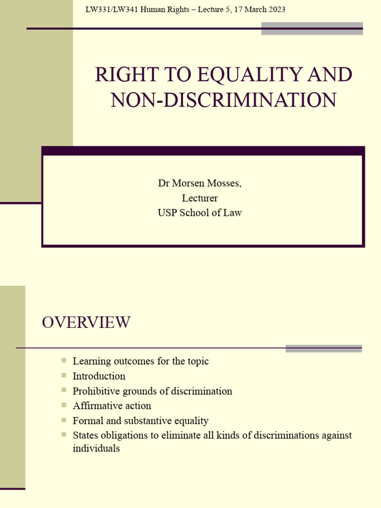 Human Rights & Equality Lecture | PDF | Discrimination | Social Equality