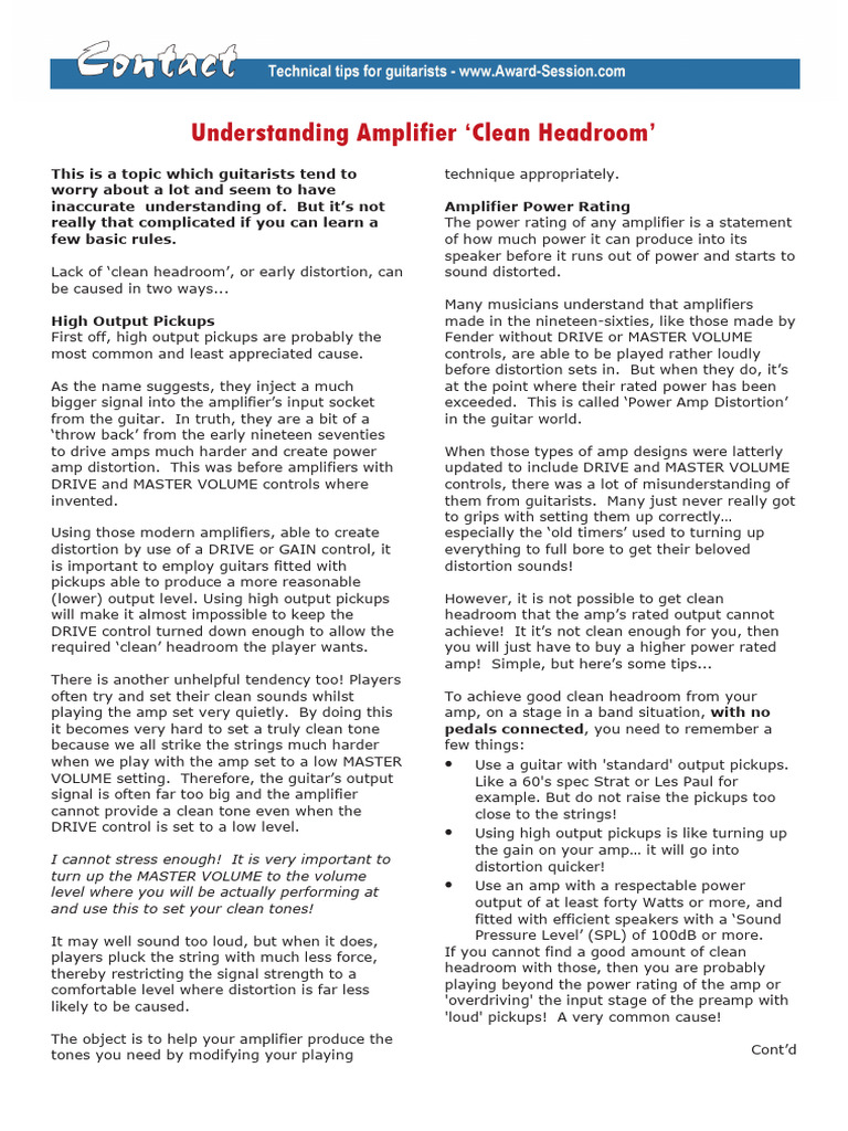 Clean Headroom 2 PDF Guitars Irish Musical Instruments