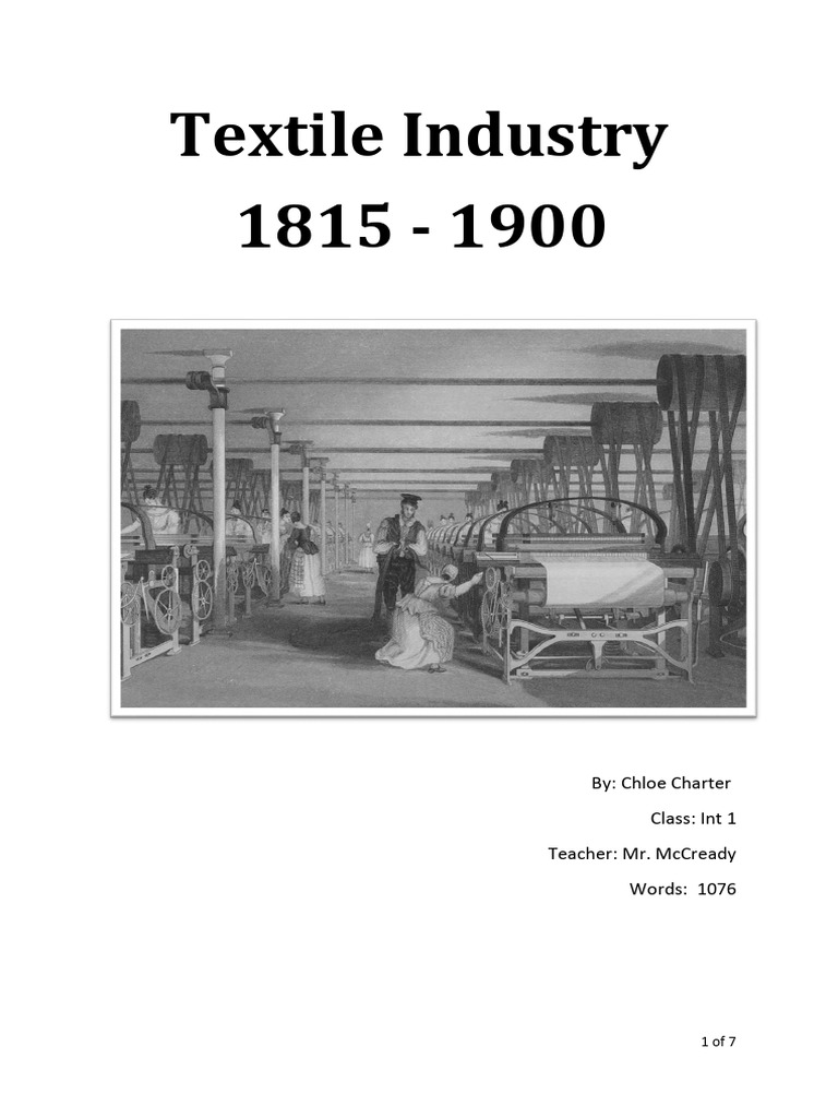 Essay Textile Industry PDF Spinning (Textiles) Loom