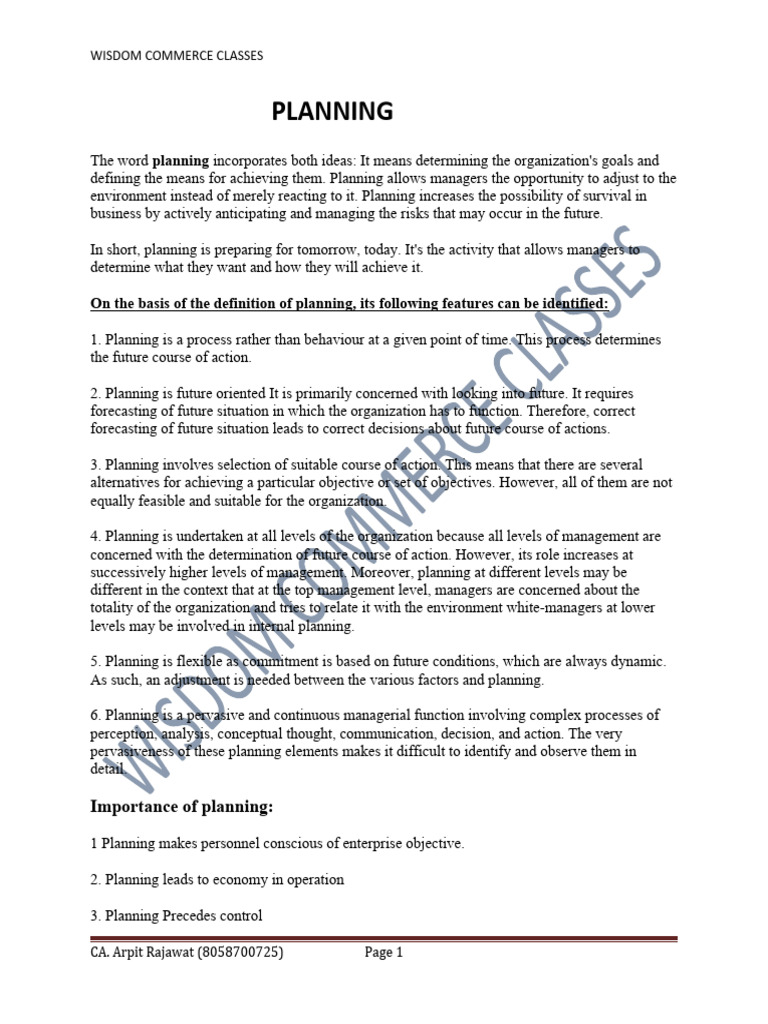 Planning | PDF | Forecasting | Decision Making