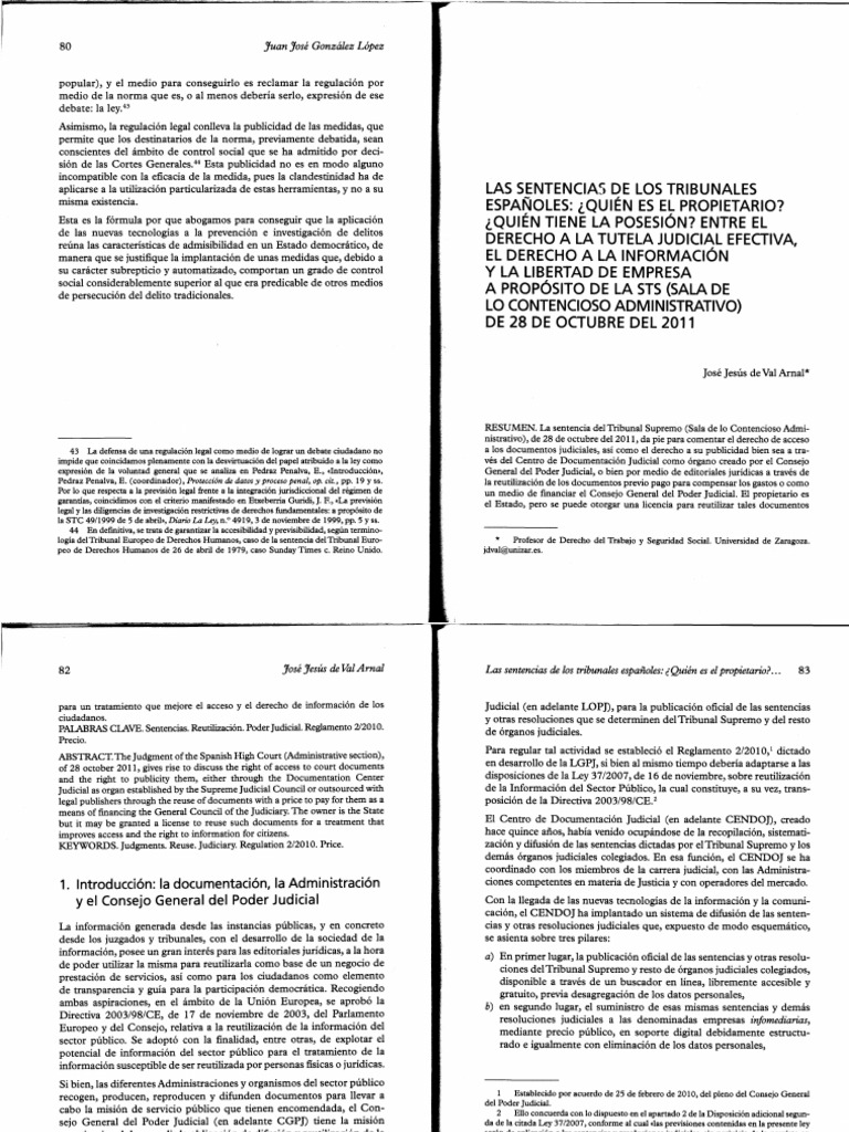Propiedad y acceso a sentencias judiciales | PDF | Caso de ley | Ley ...