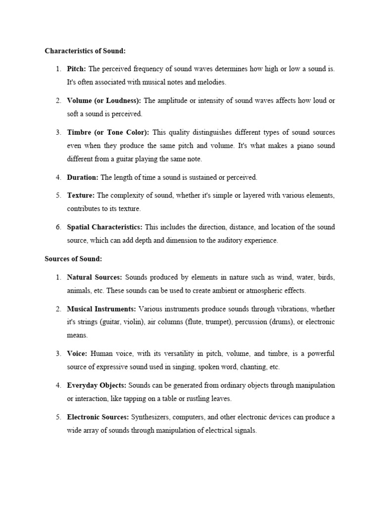 Key Characteristics of Sound Explained | PDF