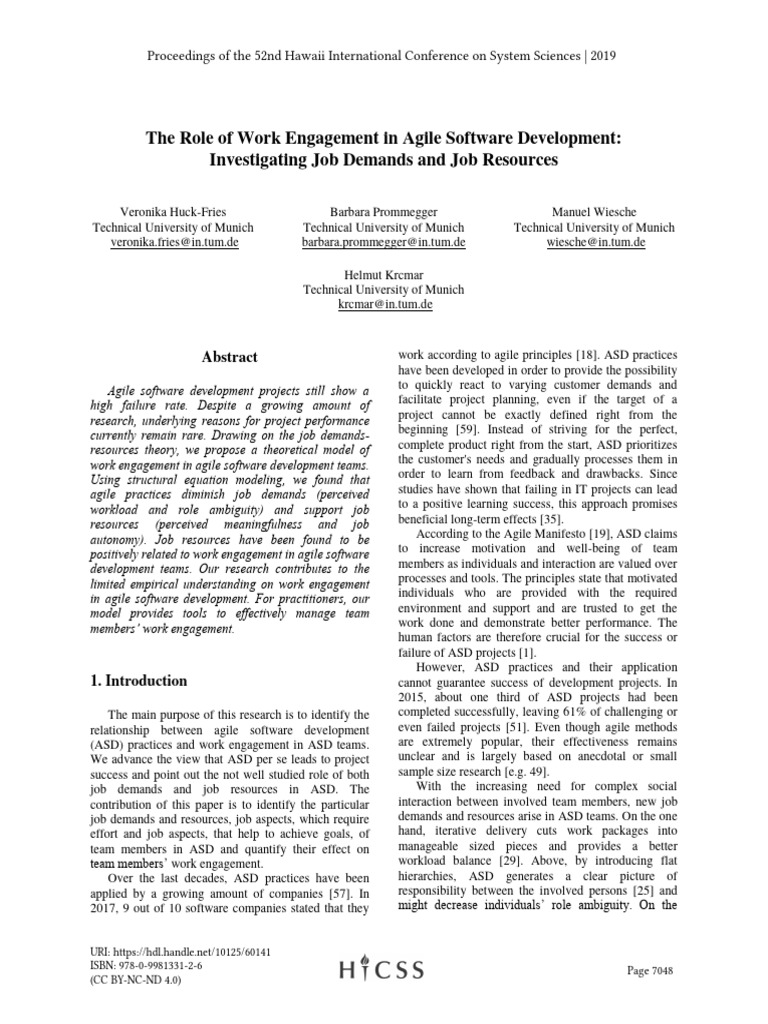 The role of work engagement in agile software development