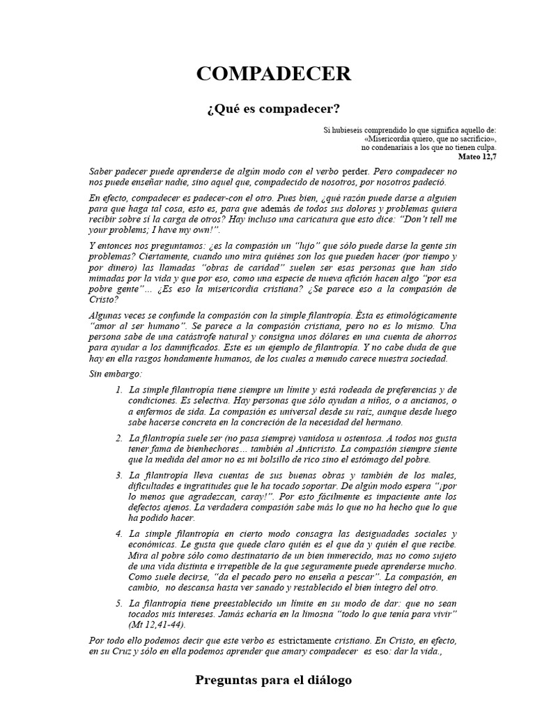 ¿Qué Es Compadecer? | Descargar gratis PDF | Misericordia | Compasión