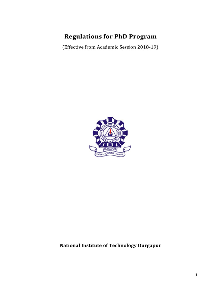 NIT Durgapur PhD Program Regulations | PDF | Thesis | Doctor Of Philosophy