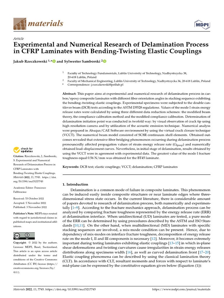 (3 - 11) Experimental and Numerical Research of Delamination Process ...