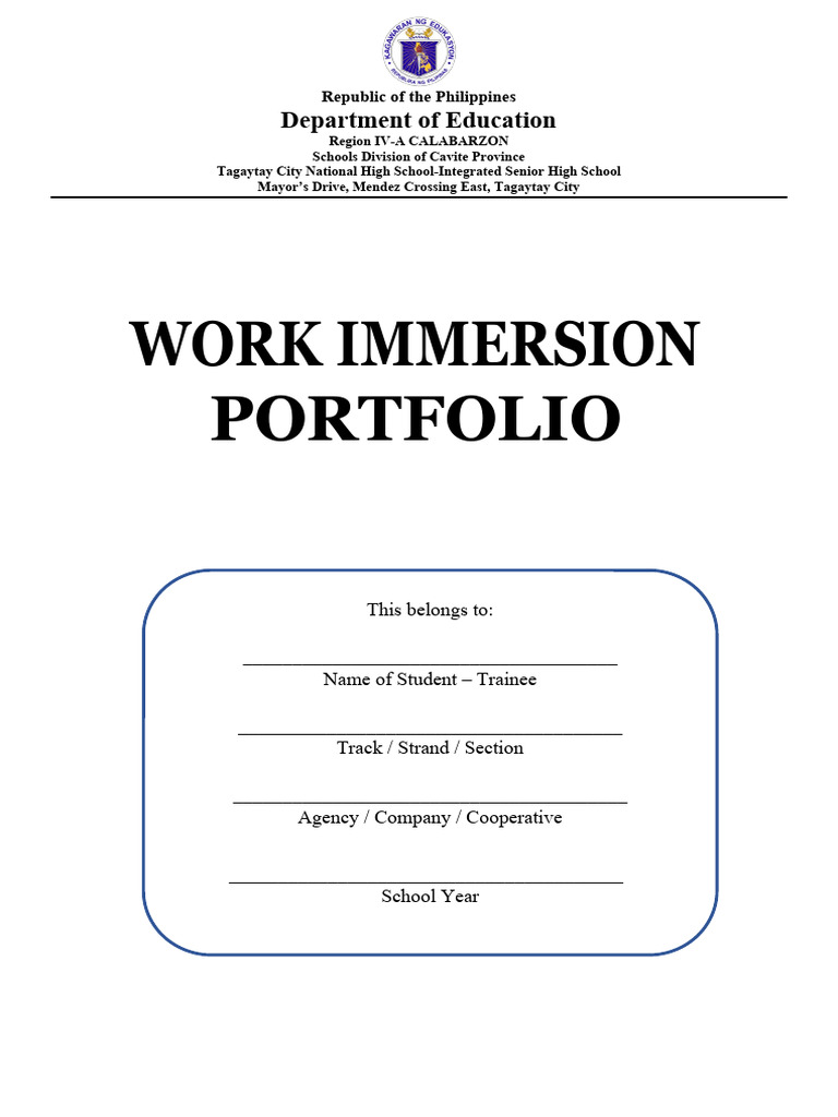 Work Immersion Portfolio | PDF | Job Interview