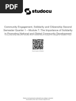 Community Engagement Solidarity and Citizenship Second Semester Quarter 1 Module 7 The Importance of Solidarity in Promoting National and Global Community Development