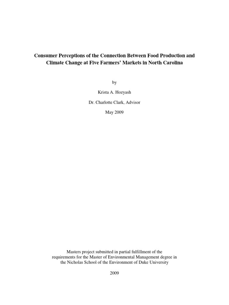 Consumer Views on Food and Climate at Markets | PDF | Survey ...