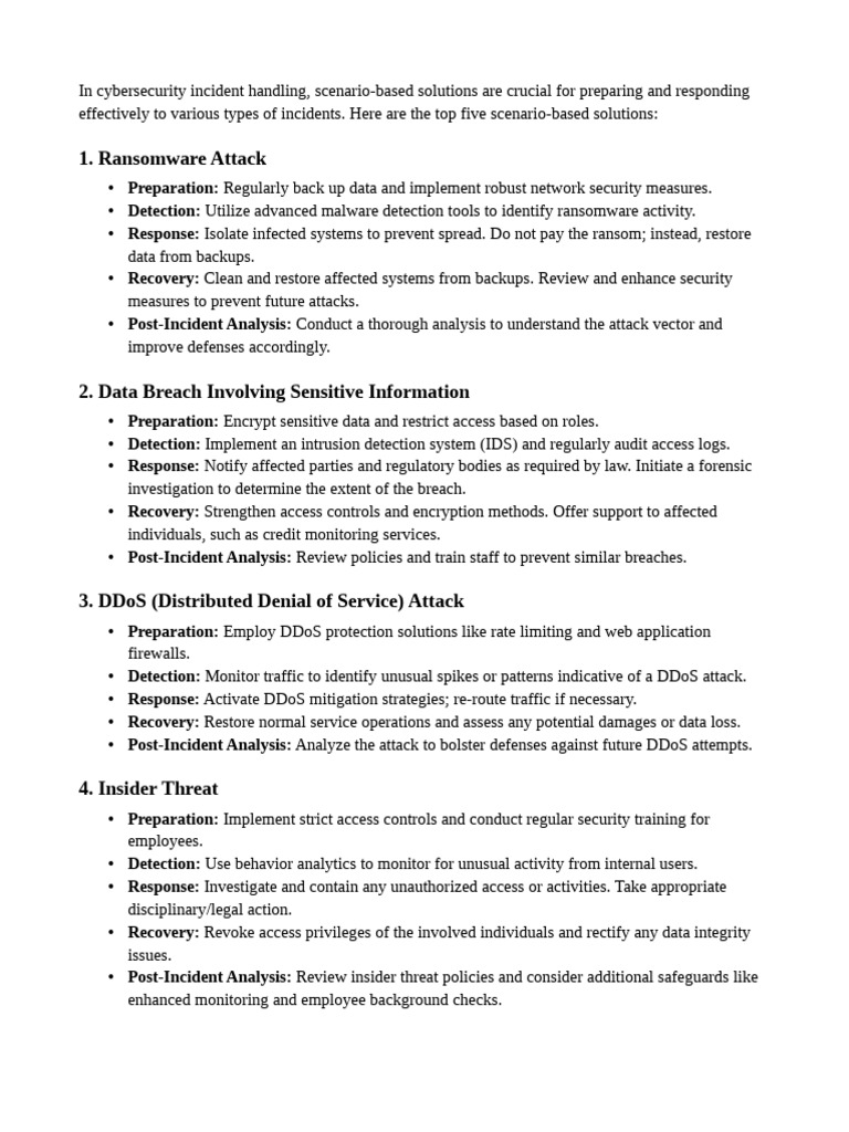 Cybersecurity Incident Handling Solutions | PDF | Security | Computer ...