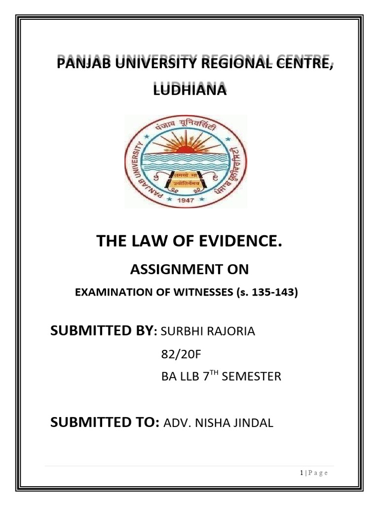 The Law Of Evidence Pdf Witness Evidence Law