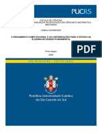 o Pensamento Computacional e As Contribuicoes para o Estudo Da Algebra No Ensino Fundamental