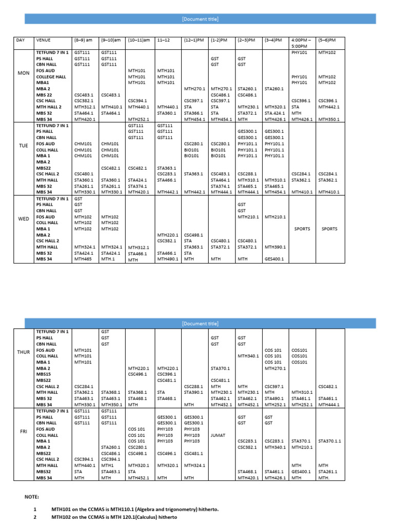 Lecture Time Table 2022-2023 2023-2024 First | PDF