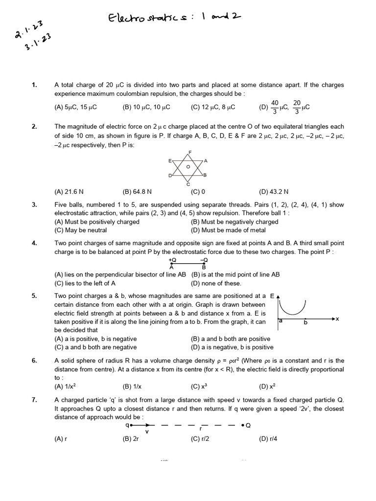 Electrostatics | PDF | Sphere | Electrostatics