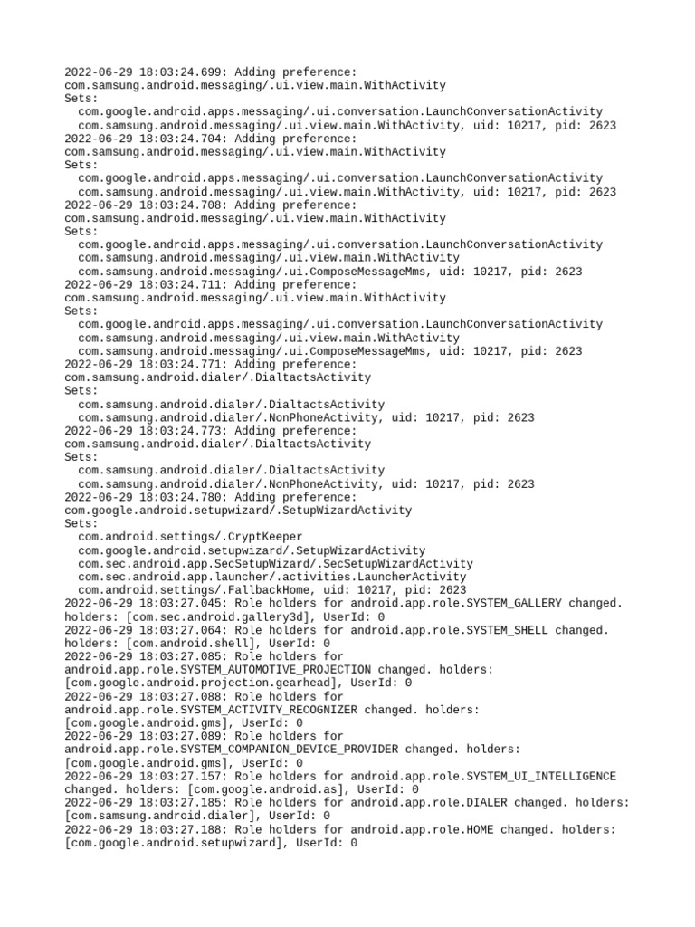 Samsung Messaging Preferences Log | PDF | Computing | Utility Software