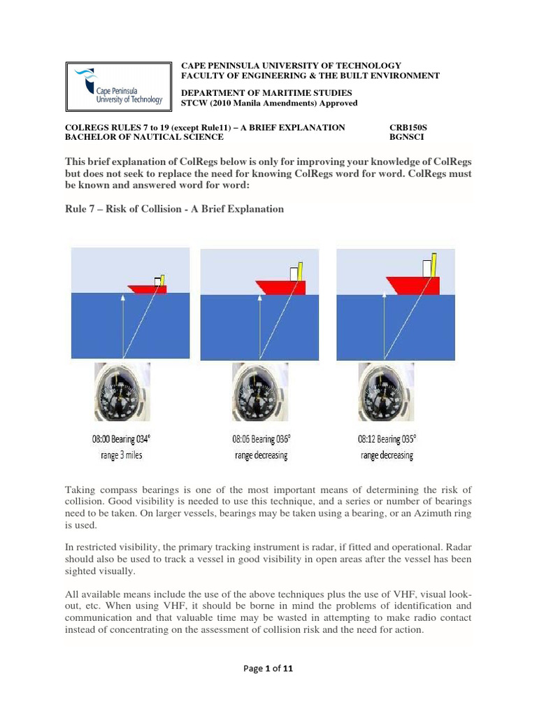 Summary of COLREGS Rules 7-19 | PDF | Traffic