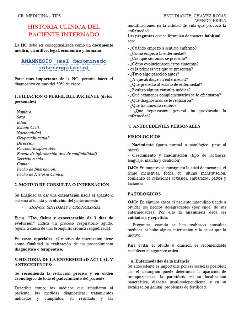 HISTORIA CLINICA DEL PACIENTE INTERNADO (Recuperado | PDF | Diabetes ...