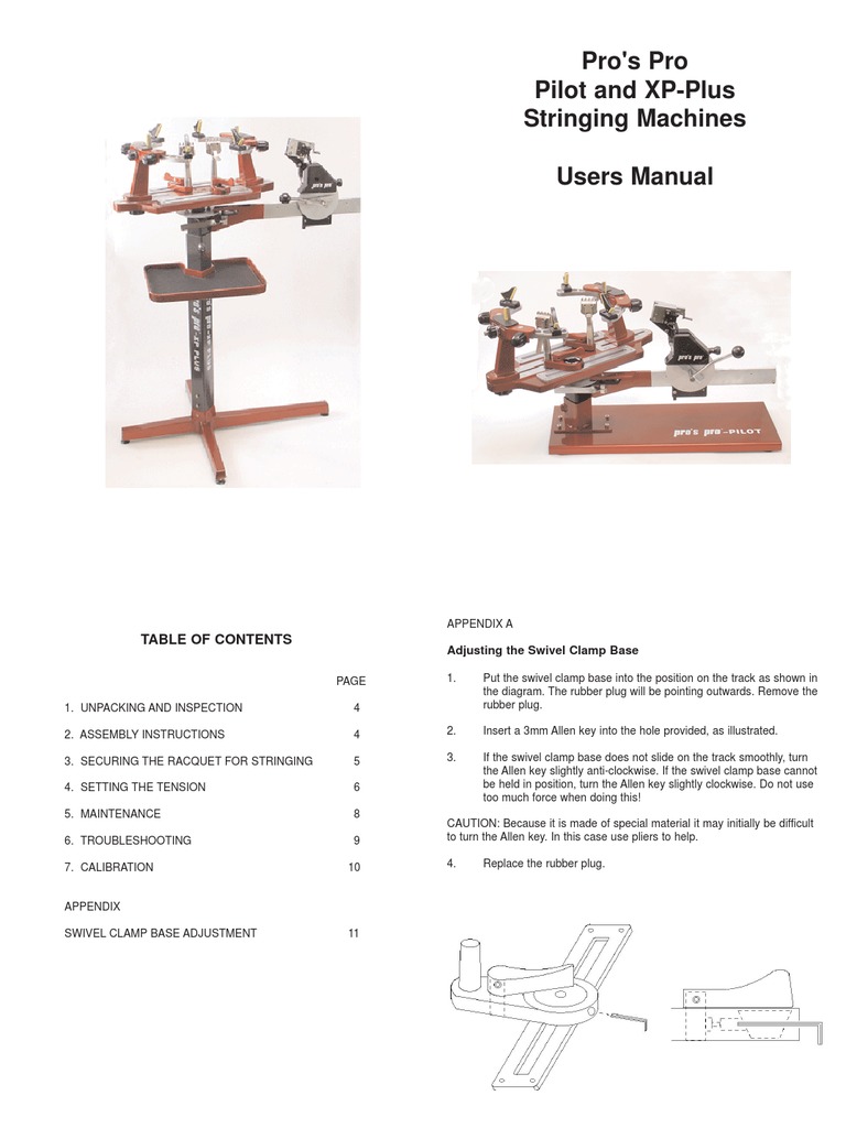 Pro's Pro Stringing Machine Manual | PDF | Mechanical Engineering ...