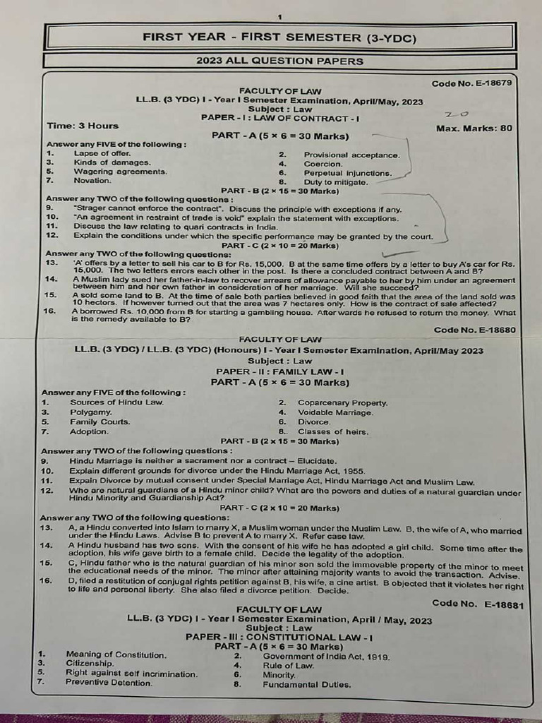 Previous Year Question Papers | PDF