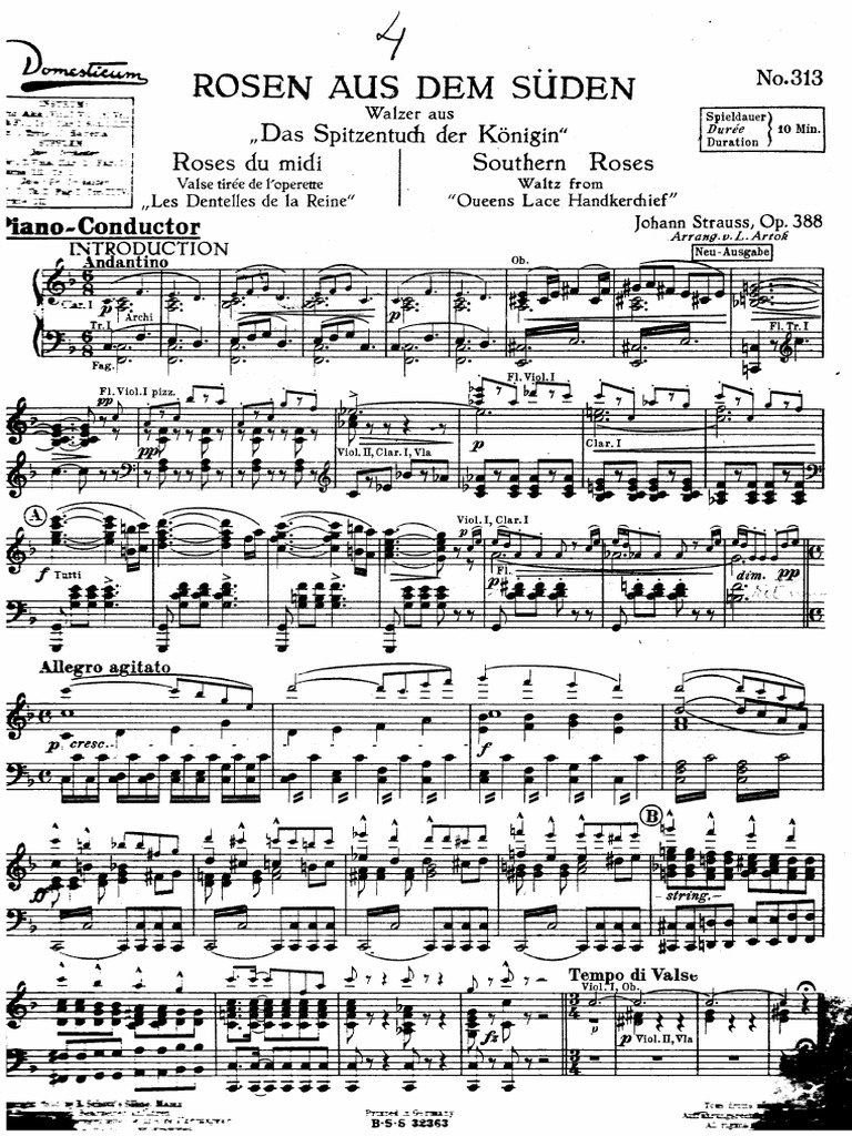 Roses from the South Sheet Music | PDF | Waltzes | Dances