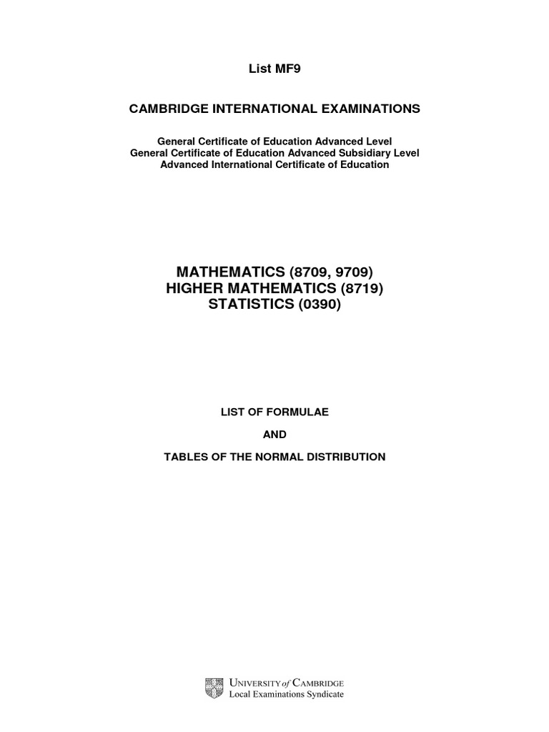 List of formulae and statistical tables 240 240412 173343 pdf