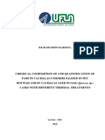 DISSERTAÇÃO - Chemical Composition of and Quantification of PAHs in Cachaças Commercialized in Pet Bottles and in Cachaças Aged in Oak (Quercus SP.) Casks With Different Thermal Treatments