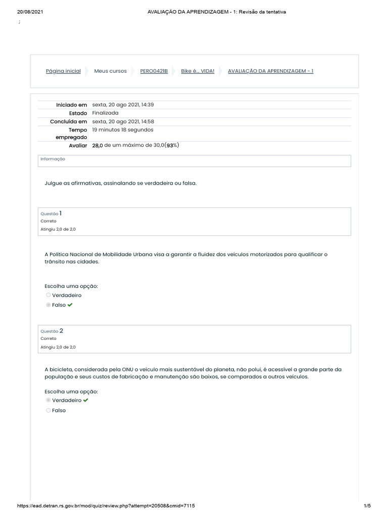 AVALIAÇÃO DA APRENDIZAGEM - 1 (Página 1 de 3) | PDF | Tráfego ...