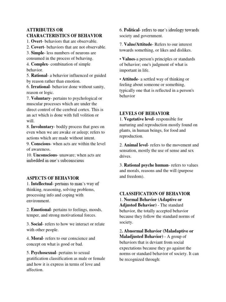 Characteristics of Normal and Abnormal Behavior | PDF | Behavior | Reason