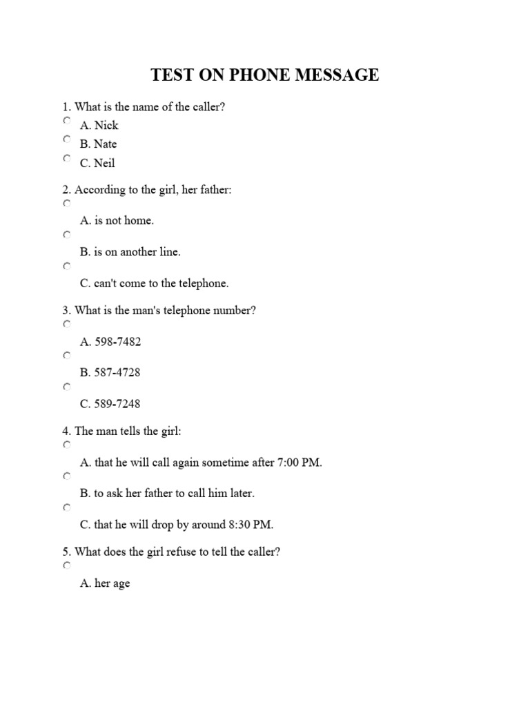Test On Phone Message | PDF