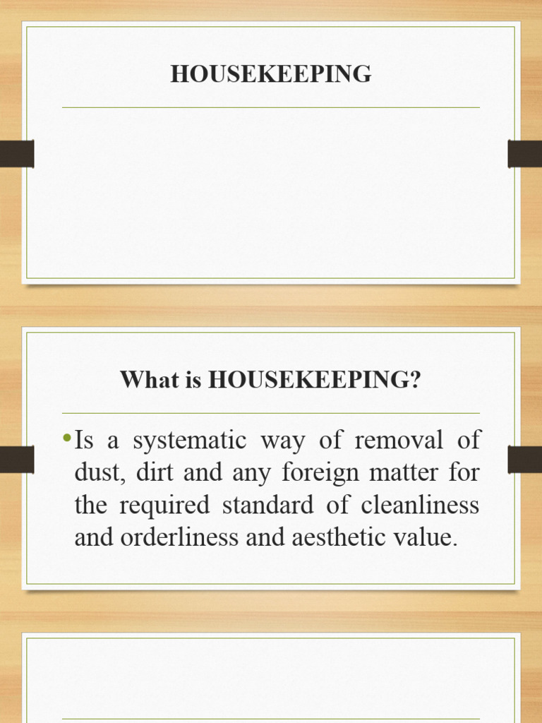 Types and Functions of Housekeeping | PDF | Housekeeping | Home