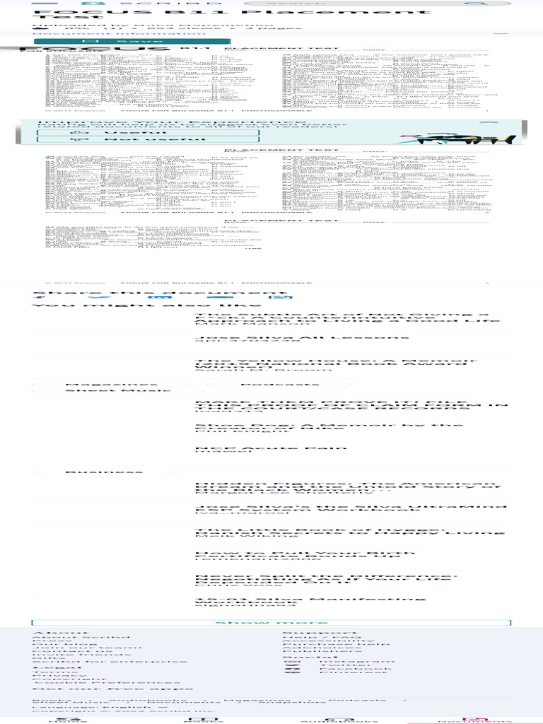 Focus B11 Placement Test Pdf Business Pdf