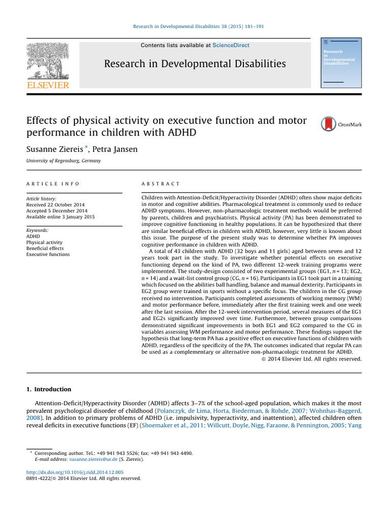 Effects of Physical Activity On Executive Function and Motor ...