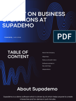 A Study On Business Operations at Supademo: Presented by Justin James