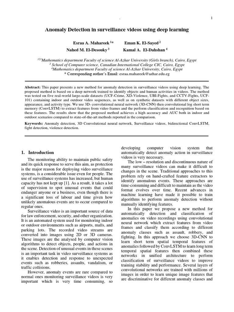 Deep Learning for Anomaly Detection in Surveillance | PDF | Receiver ...