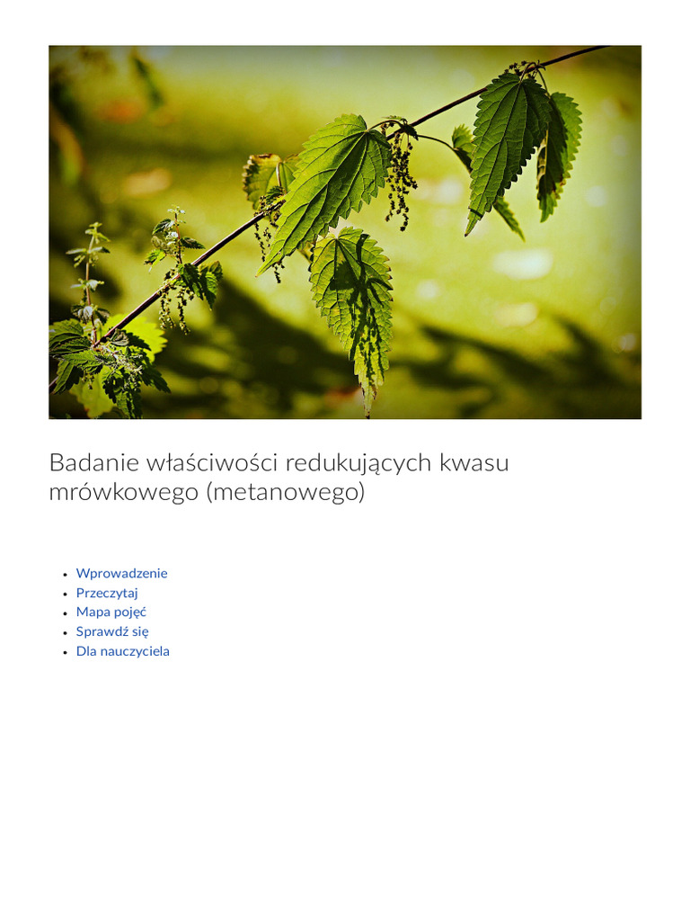 Wlasciwosci Kwasu Metanowego Badanie_wlasciwosci_redukujacych_kwasu_mrowkowego_metanowego | PDF