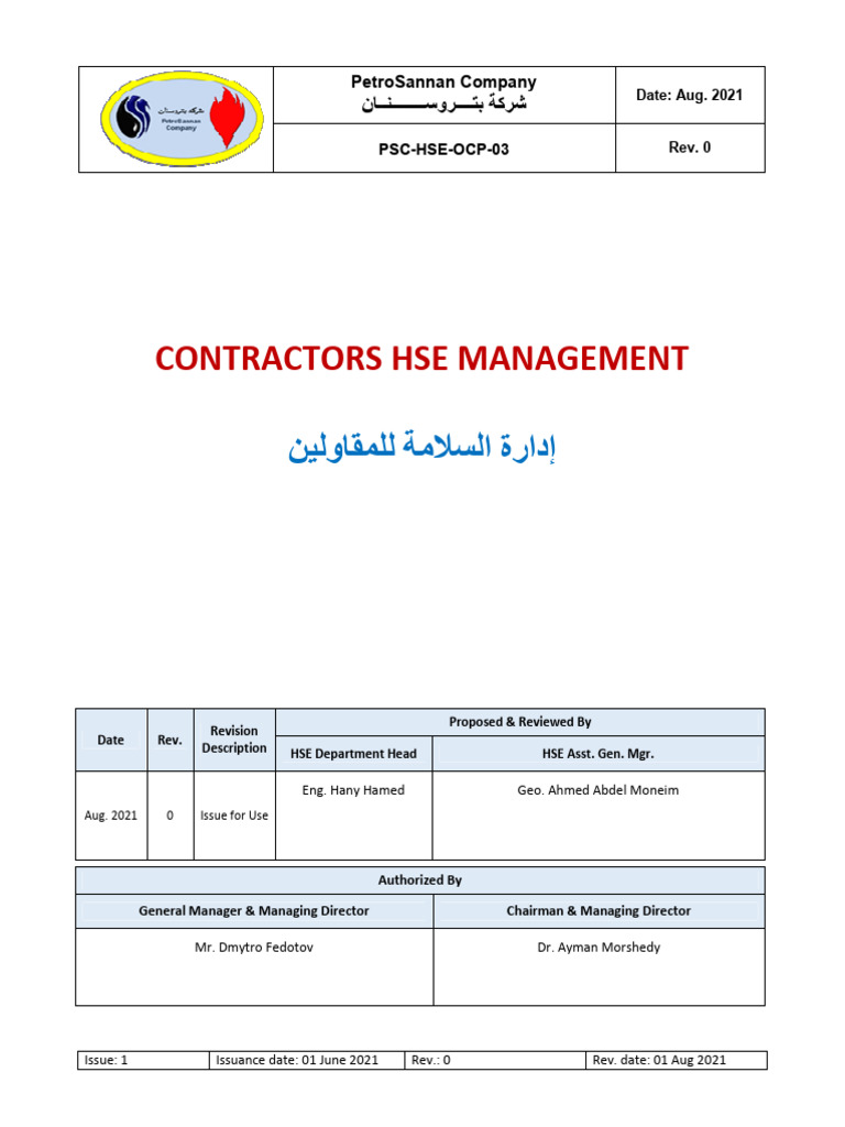 03 - Contractors HSE Management - Rev. 0 | PDF | Safety