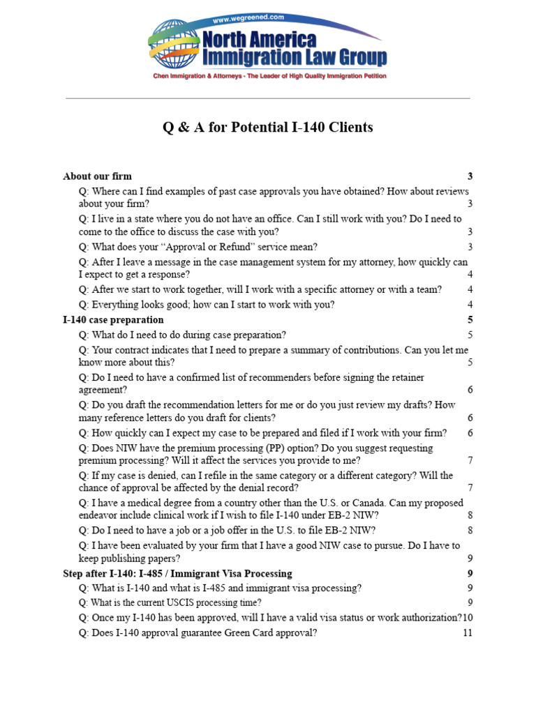 I-140 Client FAQ and Process Guide | PDF | Travel Visa | Immigration
