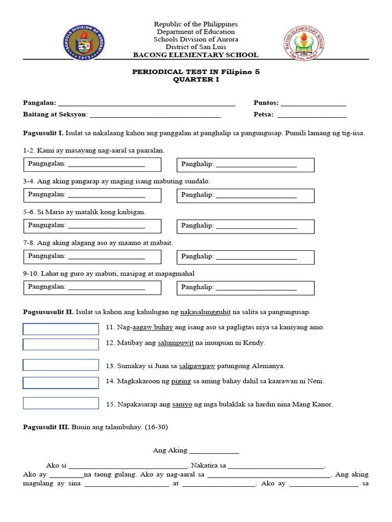 Grade 5 Q1 Filipino | PDF