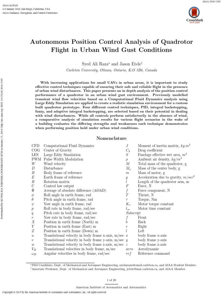 Quadrotor Control in Urban Winds | PDF | Simulation | Unmanned Aerial ...