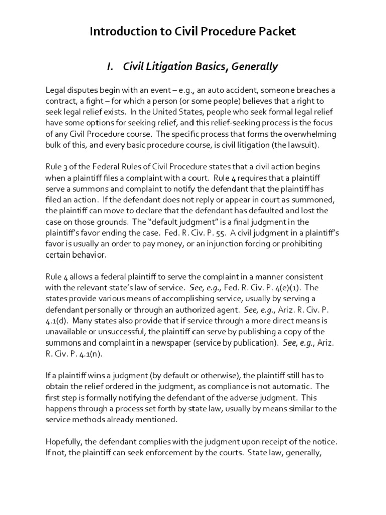 Civil Procedure Packet Download Free PDF Personal Jurisdiction In Rem Jurisdiction