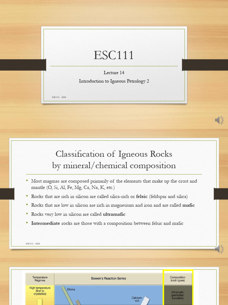ESC111+Lecture+14+ +Introduction+to+Igneous+Petrology+2 1 | PDF ...