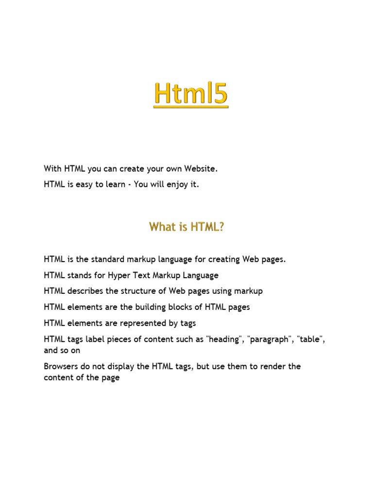 HTML5 Notes | PDF | Html Element | Html