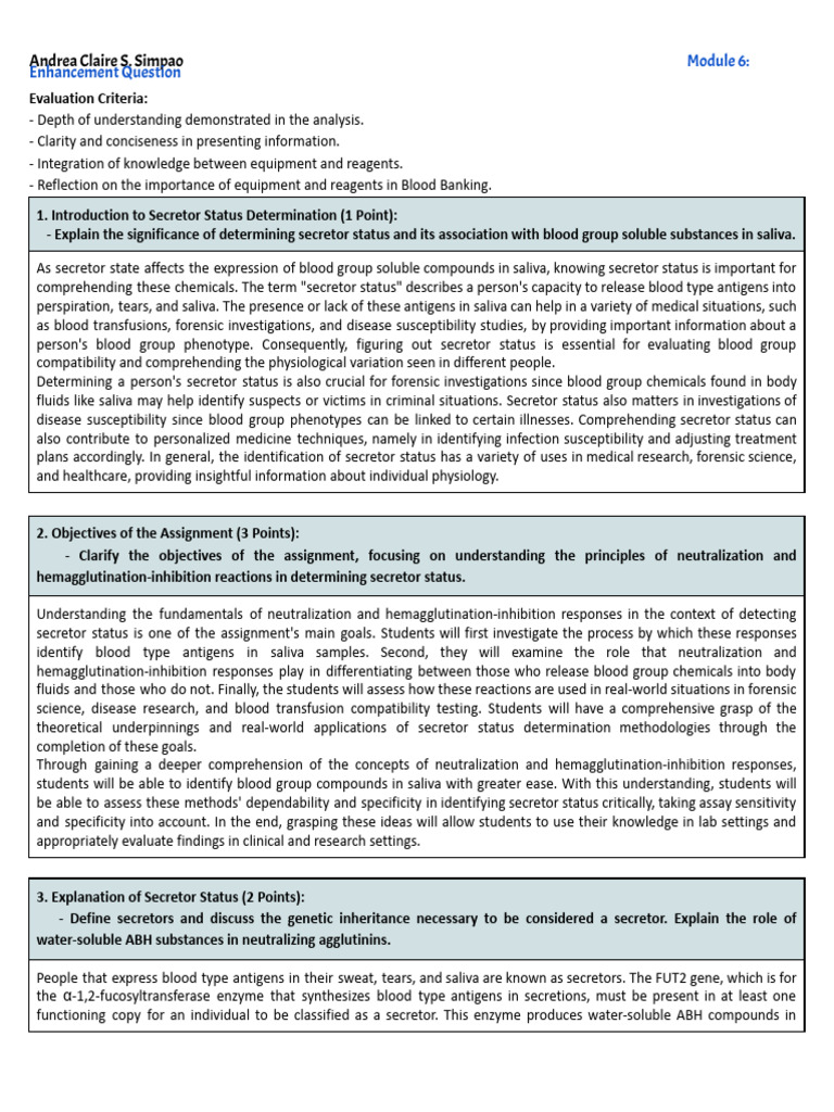 Understanding Secretor Status in Blood Banking | PDF | Blood Type ...
