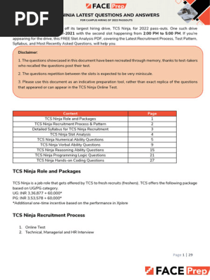 TCS Ninja Recruitment 2022 Guide | PDF | Computer Programming
