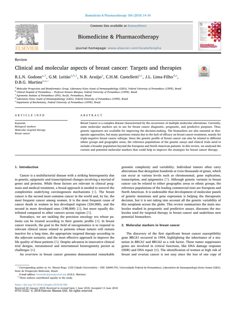 Godone 2018 | PDF | Cancer | Breast Cancer