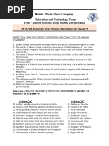 Grade 9 - History Worksheet W, S
