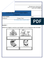 Avaliação de Língua Inglesa 1º B - 4º Ano