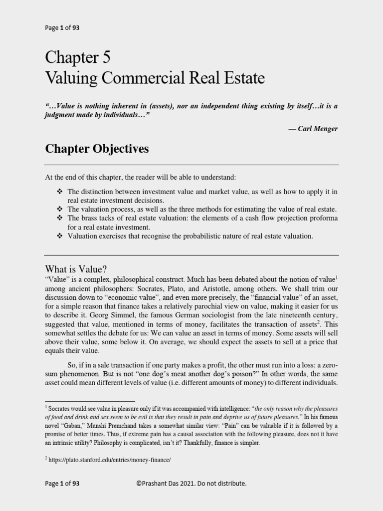 ReadingValuaton Methods PDF Real Estate Appraisal Valuation