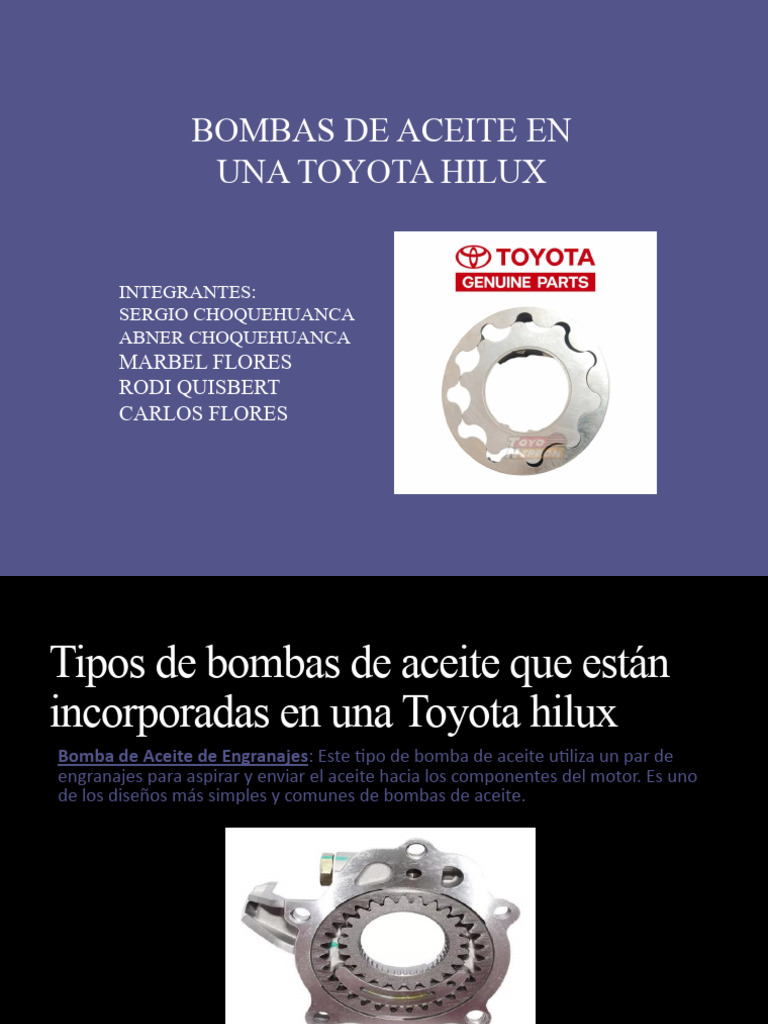 Bombas de Aceite Toyota Hilux 22R | PDF | Aceite de motor | Bomba