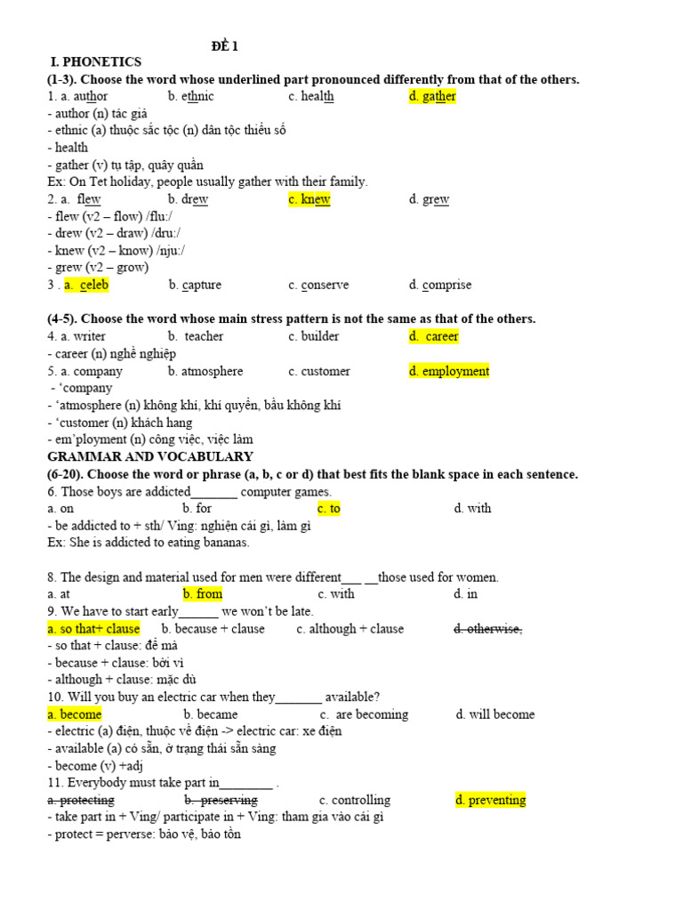 Phonetics and Grammar Practice Test | PDF | Supermarket